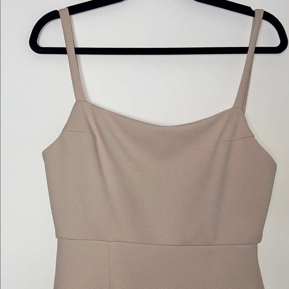 Neutral Ruffled Midi Dress with Square Neck - Picture 5 of 7